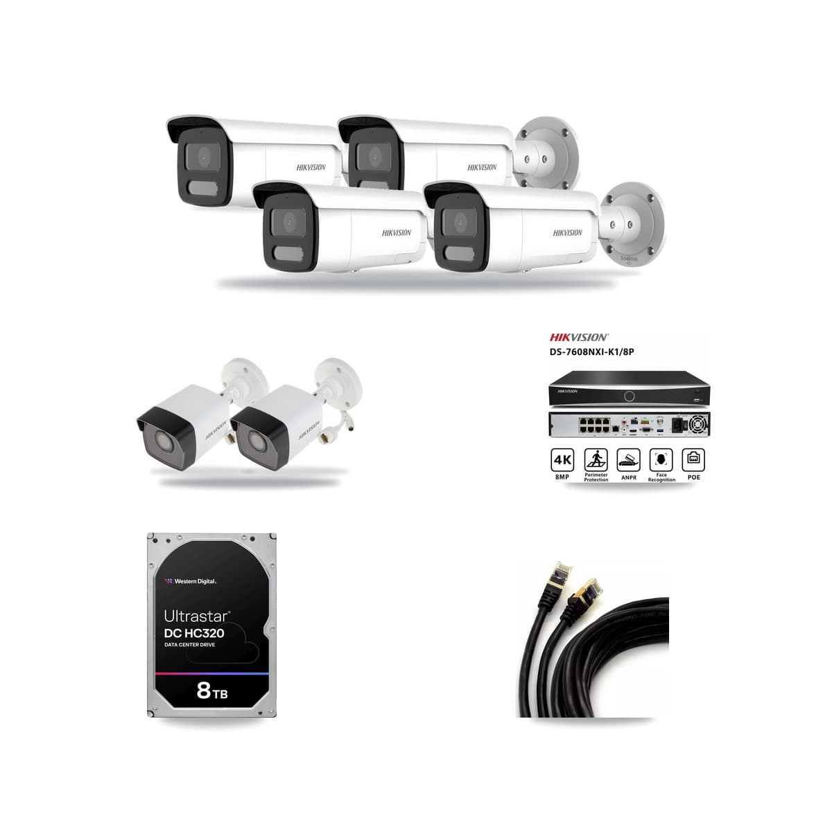 Hikvision 8-Channel 4MP – 5MP CCTV Kit — 2 5MP + 4 4MP Bullet Cameras + 8TB Recording - Image 1