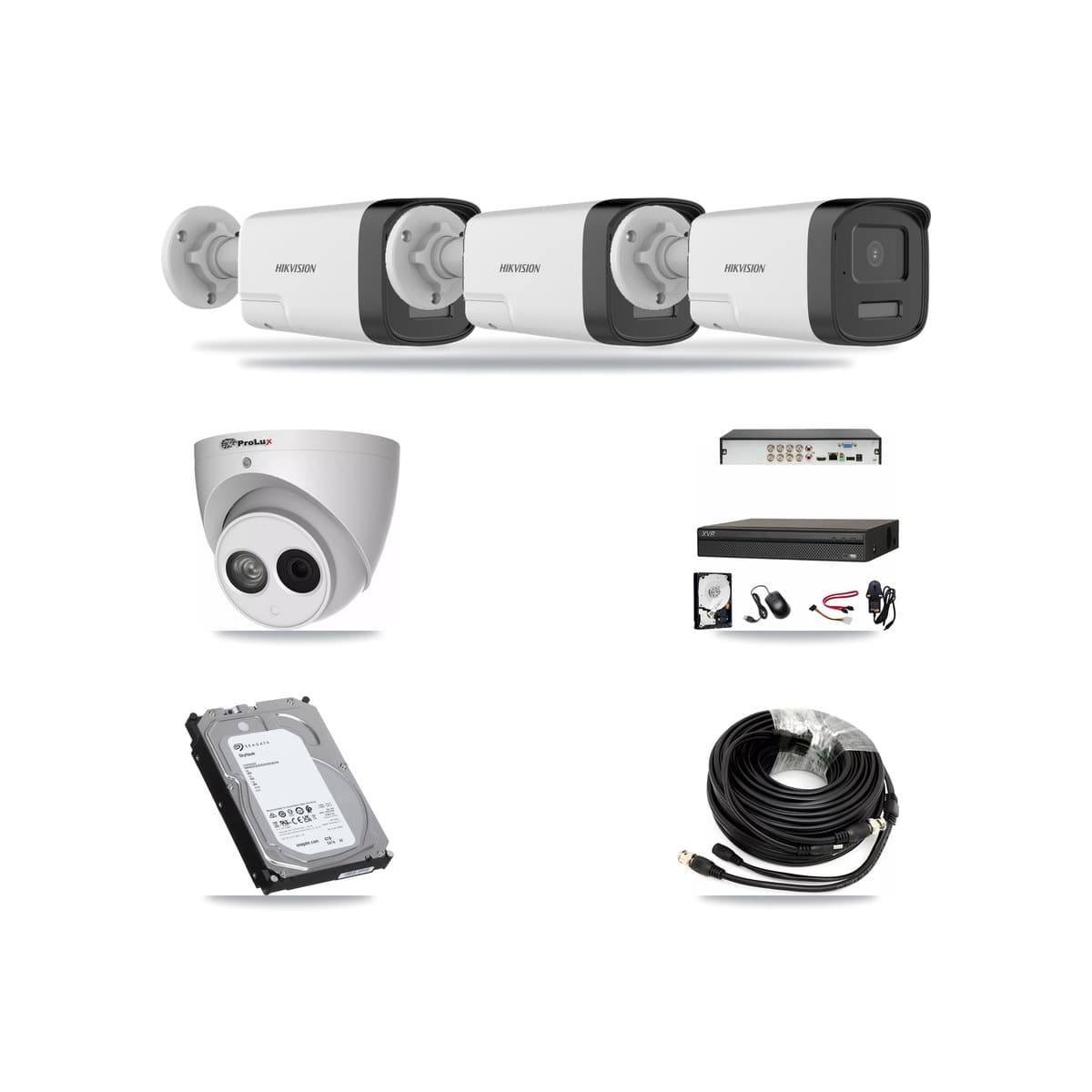 8-Channel 4MP – 5MP CCTV Kit — 3 DS-2CE17K0T 5MP Bullet + 1 PXC-612C4W-A 4MP Turret Cameras + 6TB Recording (XVR-3108AD Recorder) - Image 1