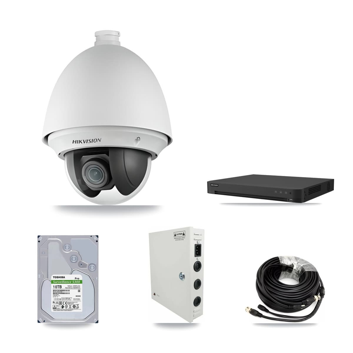 Hikvision 16-Channel 2MP CCTV Kit — 14 DS-2AE4225T PTZ Cameras + 10TB Recording (IDS-7216HUHI Recorder)