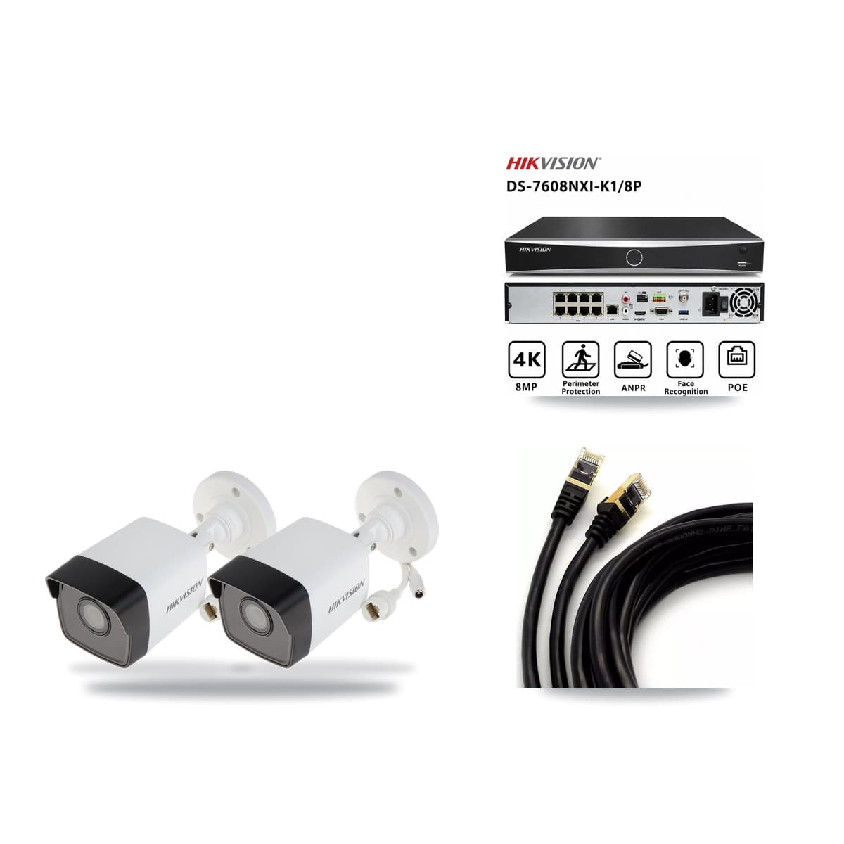 Hikvision 8-Channel 5MP CCTV Kit — 2 Bullet Cameras + 3TB Recording (DS-7608NXI Recorder) - Image 1