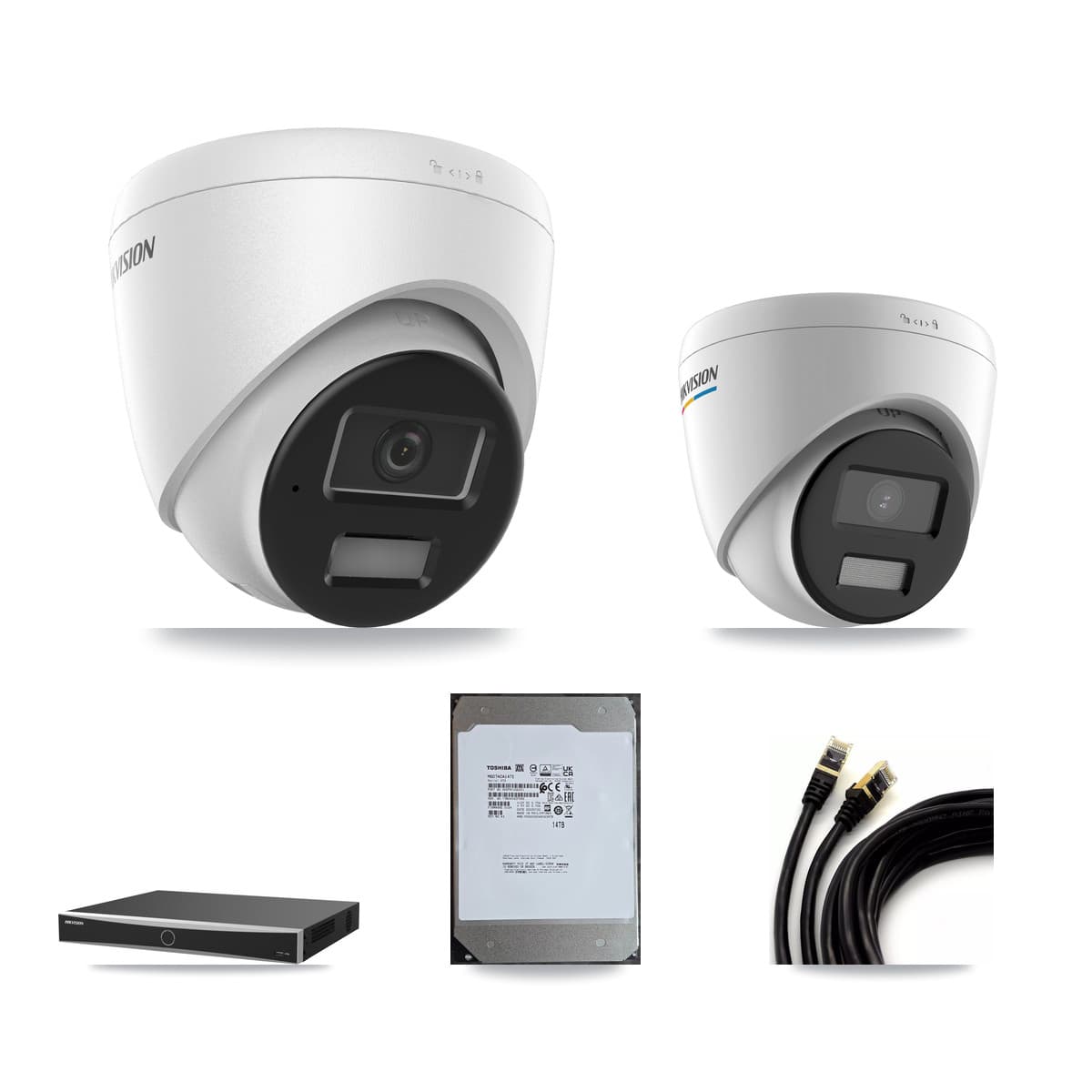 Hikvision 16-Channel 2MP – 4MP CCTV Kit — 4 2MP + 8 4MP Turret Cameras + 14TB Recording (DS-7616NXI Recorder)