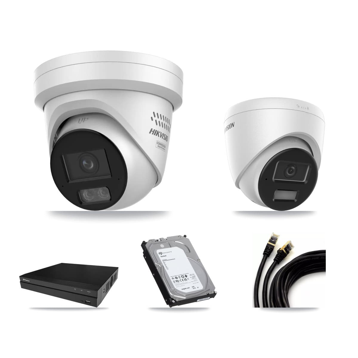 Hikvision & Prolux 8-Channel 4MP CCTV Kit — 1 DS-2CD1343G2 + 3 DS-2CD2347G3 Turret Cameras + 6TB Recording