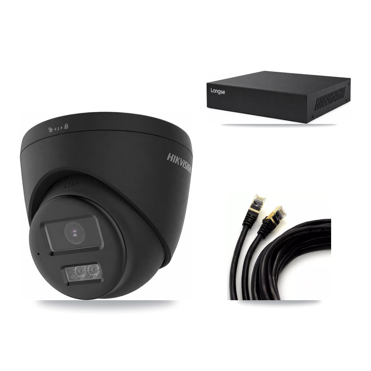 Longse 8-Channel 4K CCTV Kit — 3 Black Turret Cameras + 8TB Recording