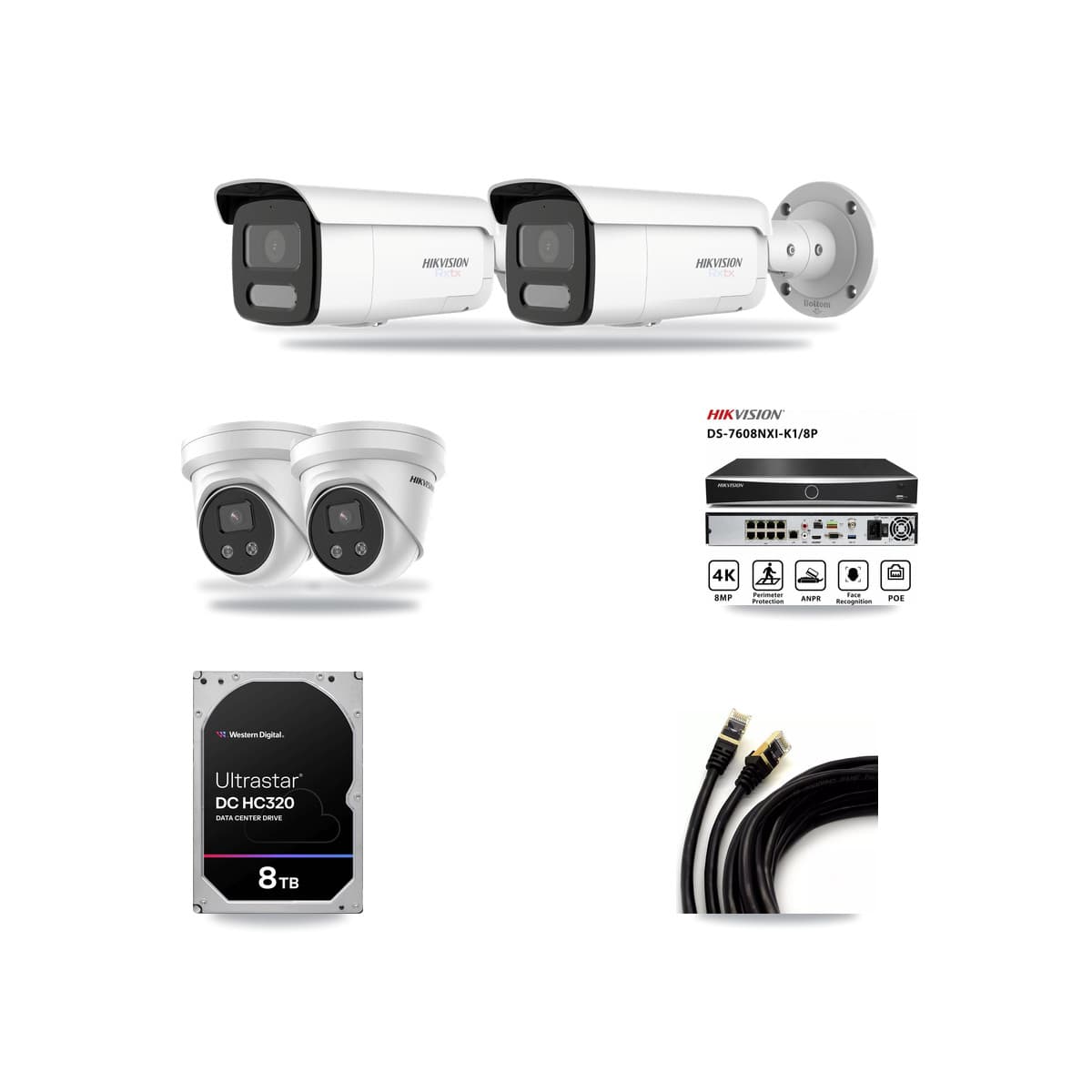 Hikvision 8-Channel 5MP – 4K CCTV Kit — 2 4K Bullet + 2 5MP Turret Cameras + 8TB Recording - Image 1