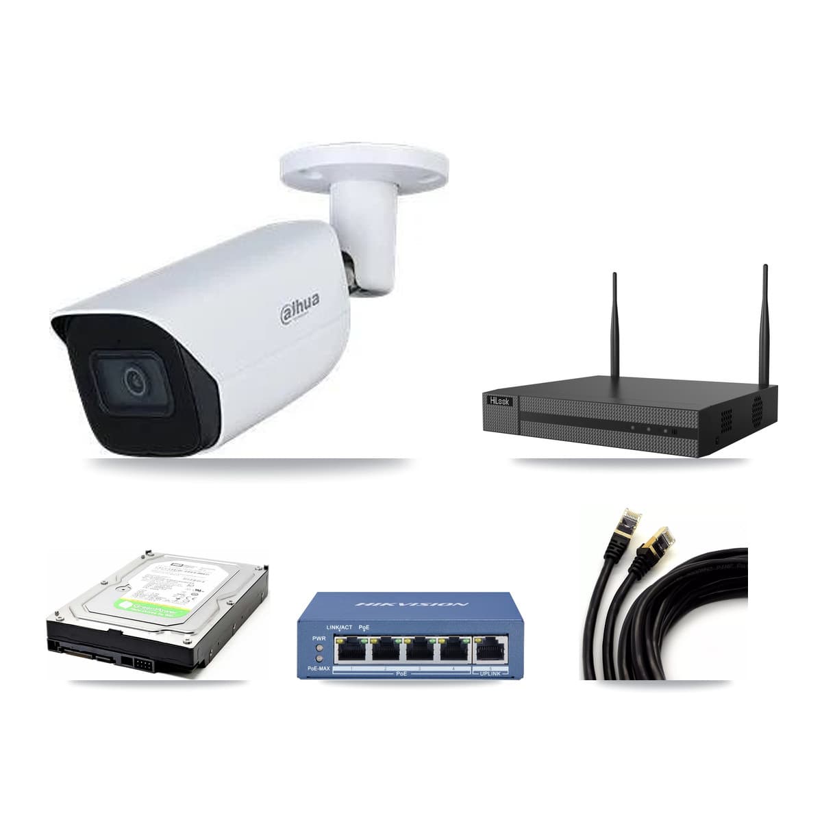Dahua & HiLook 4-Channel 5MP CCTV Kit — 1 Bullet Camera + 1TB Recording