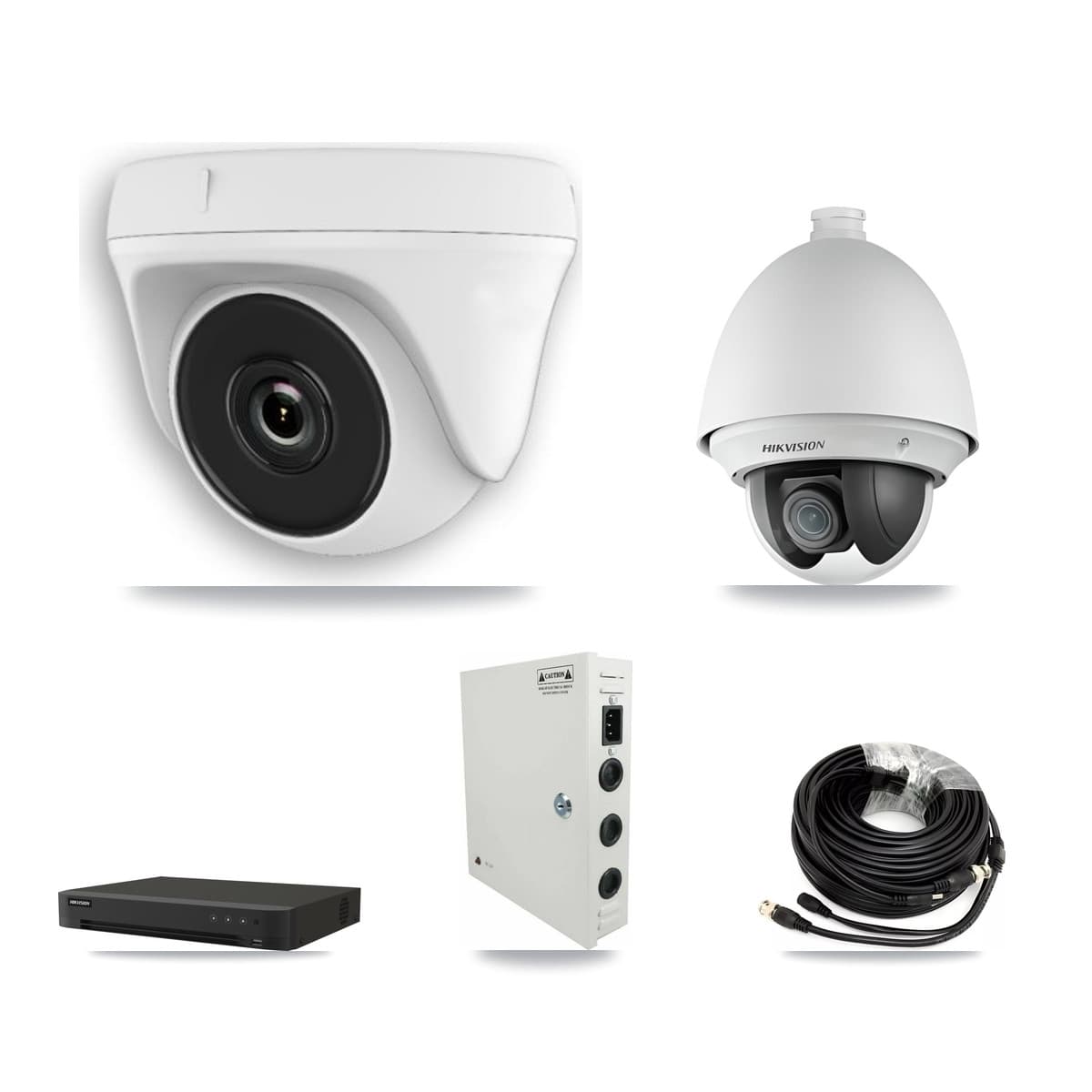 Hikvision 16-Channel 2MP CCTV Kit — 1 PTZ + 4 White Dome Cameras + 3TB Recording (IDS-7216HQHI Recorder)