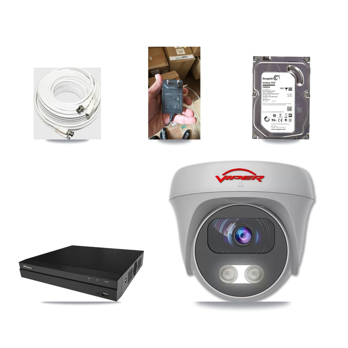 Prolux 8-channel CCTV kit: 1 camera (1× 5MP Camera), 2TB hard drive