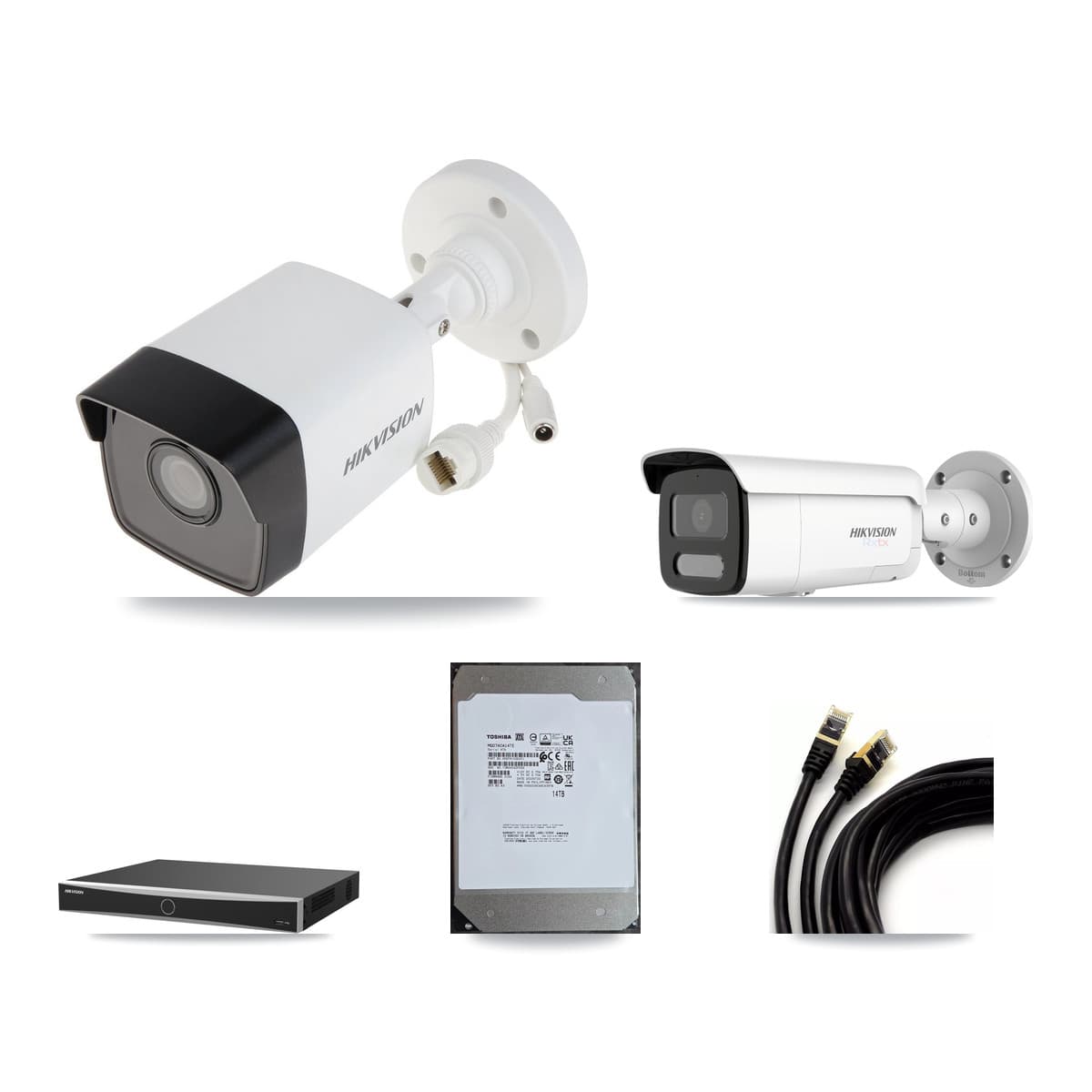 Hikvision 16-Channel 5MP – 4K CCTV Kit — 11 5MP + 5 White 4K Bullet Cameras + 2× 14TB Recording (DS-7616NXI Recorder)