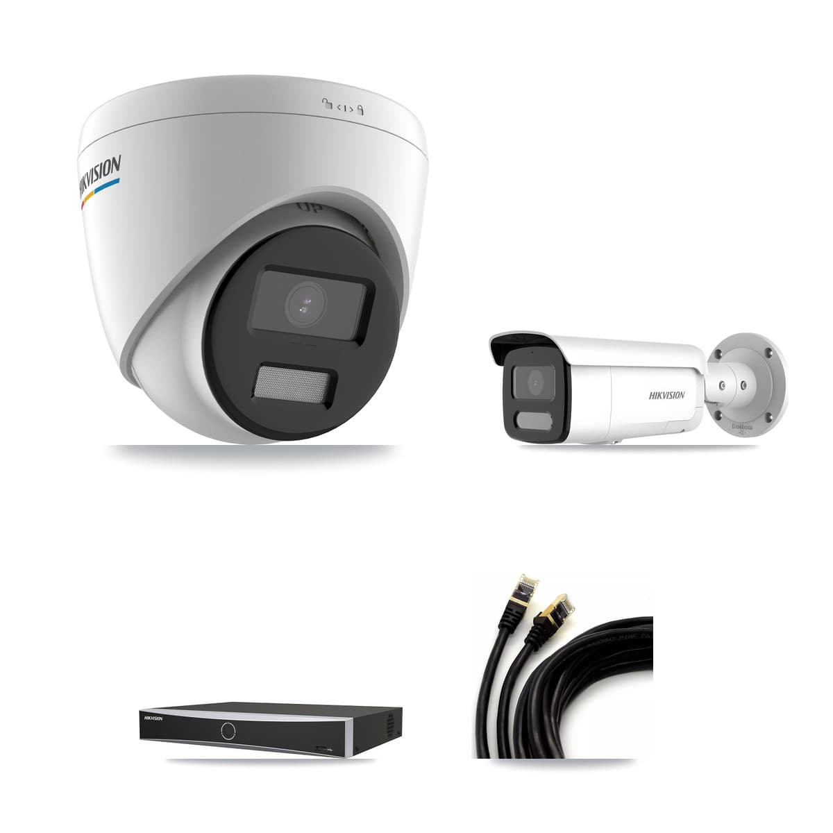 Hikvision 4-Channel 2MP – 4MP CCTV Kit — 1 2MP Turret + 1 4MP Bullet Cameras + 2TB Recording