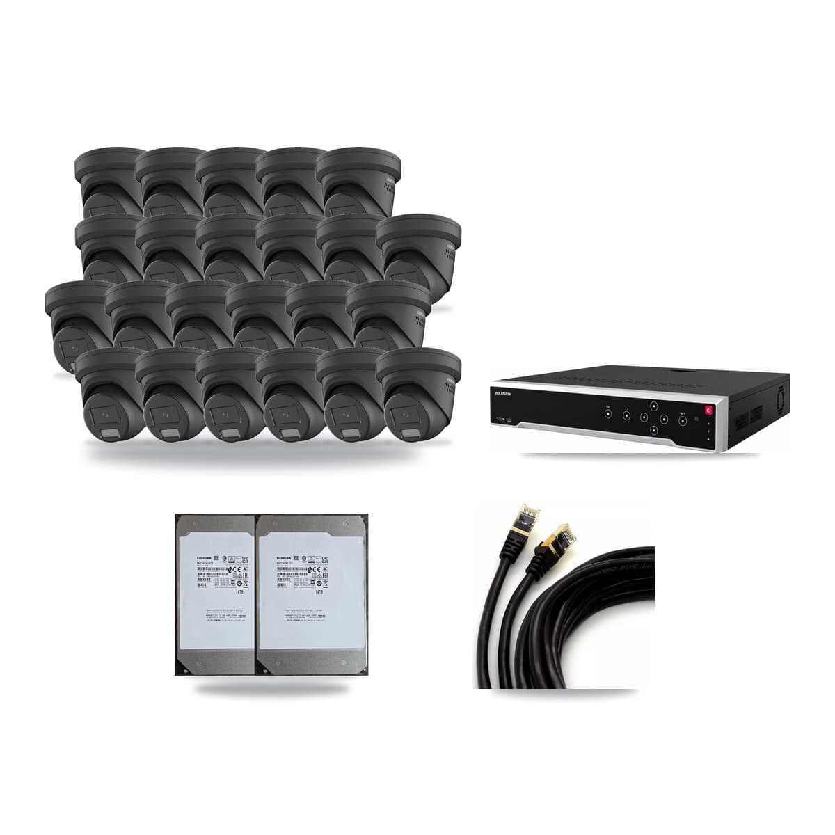 Hikvision 32-Channel 4MP CCTV Kit — 23 Turret Cameras + 2× 14TB Recording - Image 1