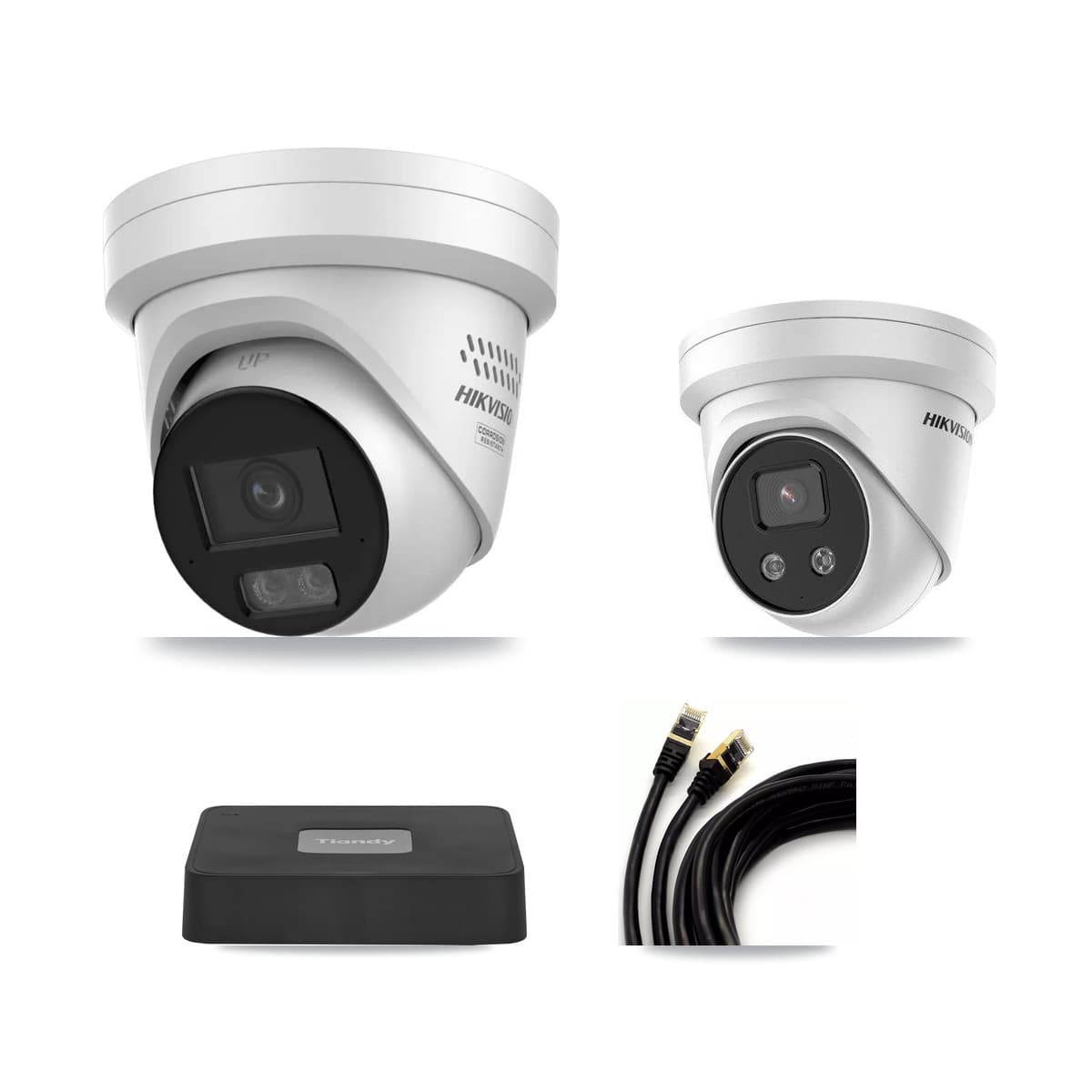 Hikvision & Tiandy 4-Channel 4MP – 5MP CCTV Kit — 1 DS-2CD2347G3 4MP + 1 DS-2CD3356G2 5MP Turret Cameras + 3TB Recording - Image 1