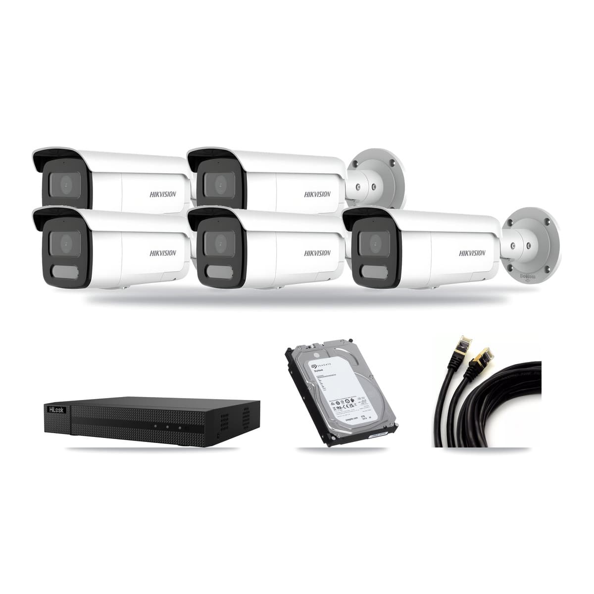 Hikvision & HiLook 8-Channel 4MP – 5MP CCTV Kit — 5 4MP Bullet + 1 5MP Dome Cameras + 6TB Recording (NVR-108MH-D Recorder) - Image 1