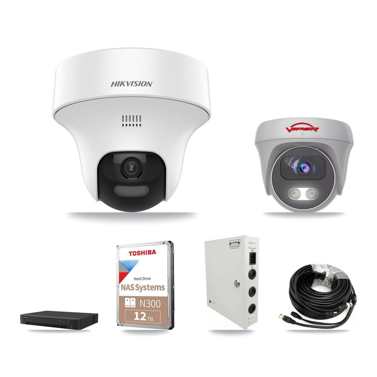 Hikvision & Viper 16-Channel 5MP CCTV Kit — 11 DS-2CE70K0T Turret + 1 VIPER-5MP-3K Cameras + 12TB Recording