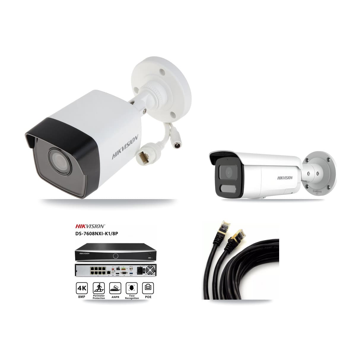 Hikvision 8-Channel 4MP – 5MP CCTV Kit — 5 5MP + 1 4MP Bullet Cameras + 8TB Recording