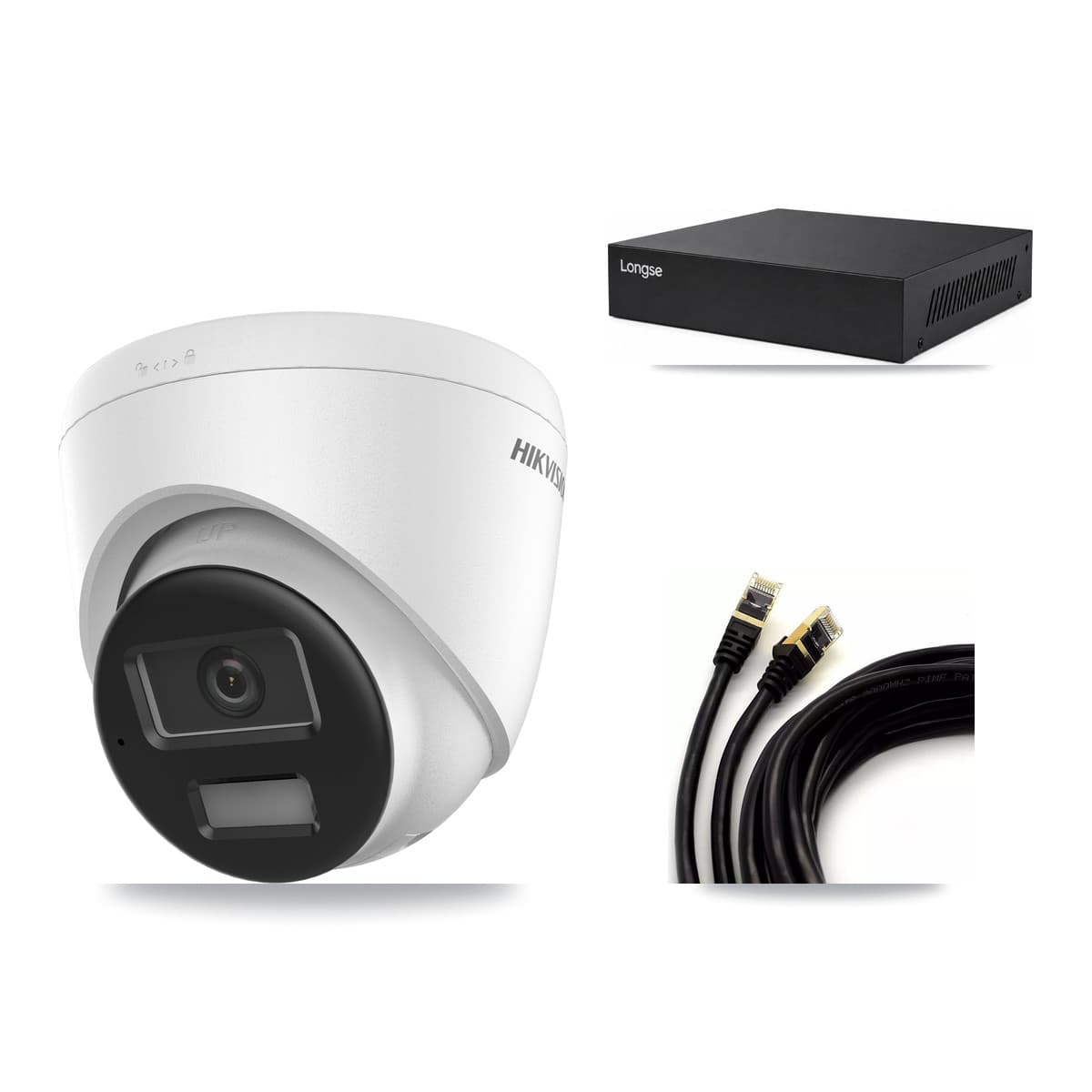 Hikvision & Longse 8-Channel 4K CCTV Kit — 4 DS-2CD1383G2-LIU Turret Cameras + 8TB Recording (NVR3016E1P8 Recorder)