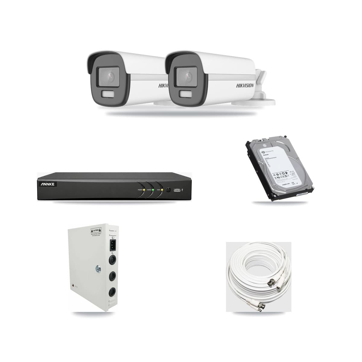 Hikvision & ANNKE 4-Channel 4K CCTV Kit — 2 Bullet Cameras + 6TB Recording - Image 1