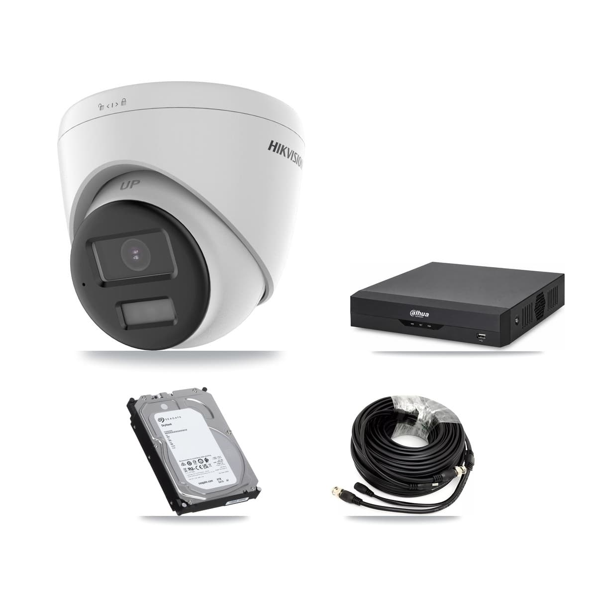 Hikvision & Dahua 4-Channel 5MP CCTV Kit — 2 DS-2CE78K0T + 1 DS-2CE78K0T Turret Cameras + 6TB Recording