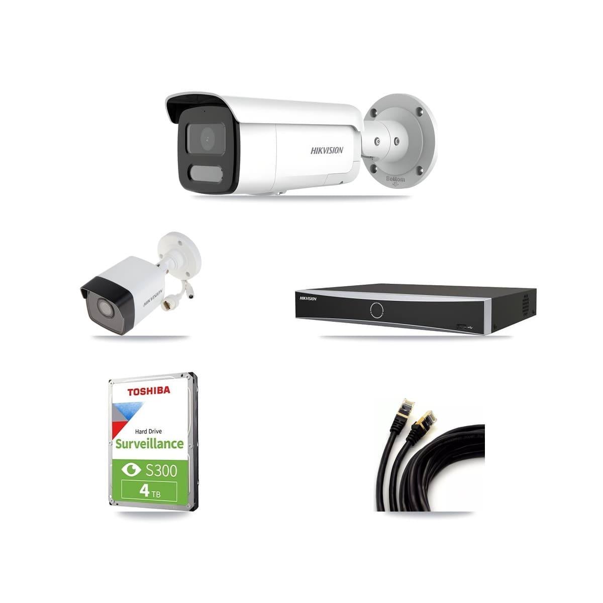 Hikvision 4-Channel 4MP – 5MP CCTV Kit — 1 5MP + 2 4MP Bullet Cameras + 4TB Recording