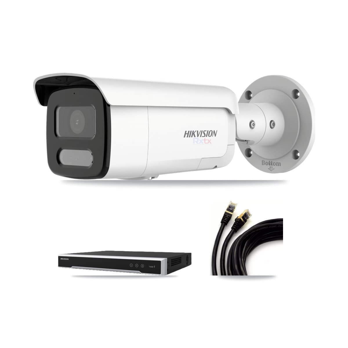 Hikvision 8-Channel 4K CCTV Kit — 3 White Bullet Cameras + 8TB Recording (DS-7608NI-M2 Recorder)