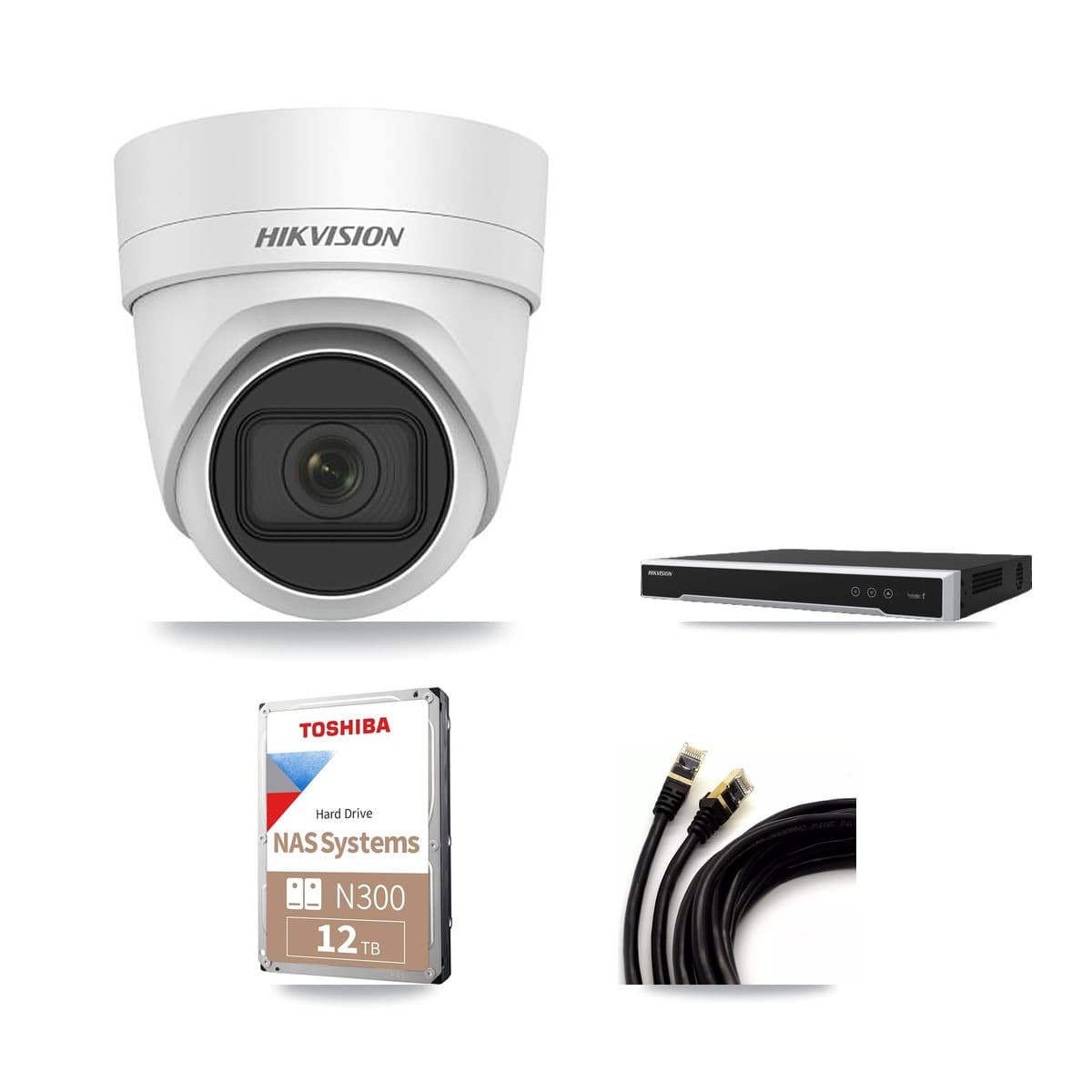 Hikvision 16-Channel 4K CCTV Kit — 9 DS-2CD2H83G0 Turret Cameras + 2× 12TB Recording (DS-7616NI-M2 Recorder)