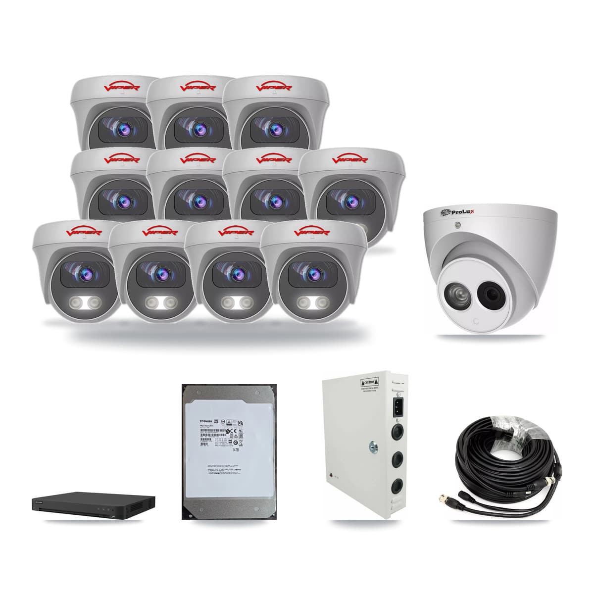 16-Channel 4MP – 5MP CCTV Kit — 1 4MP Turret + 11 5MP Cameras + 14TB Recording - Image 1