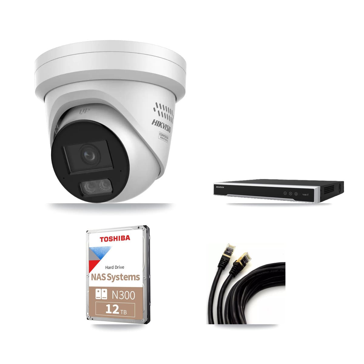 Hikvision 16-Channel 4MP CCTV Kit — 9 DS-2CD2347G3 Turret Cameras + 12TB Recording (DS-7616NI-M2 Recorder)