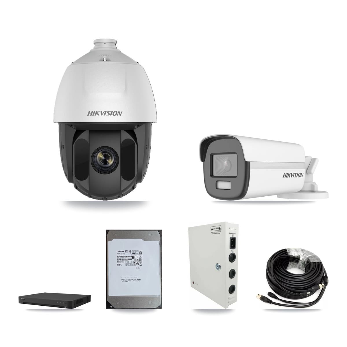 Hikvision 16-Channel 2MP – 4K CCTV Kit — 14 DS-2AE5225TI 2MP PTZ + 1 DS-2CE12UF3T 4K Bullet Cameras + 14TB Recording - Image 1
