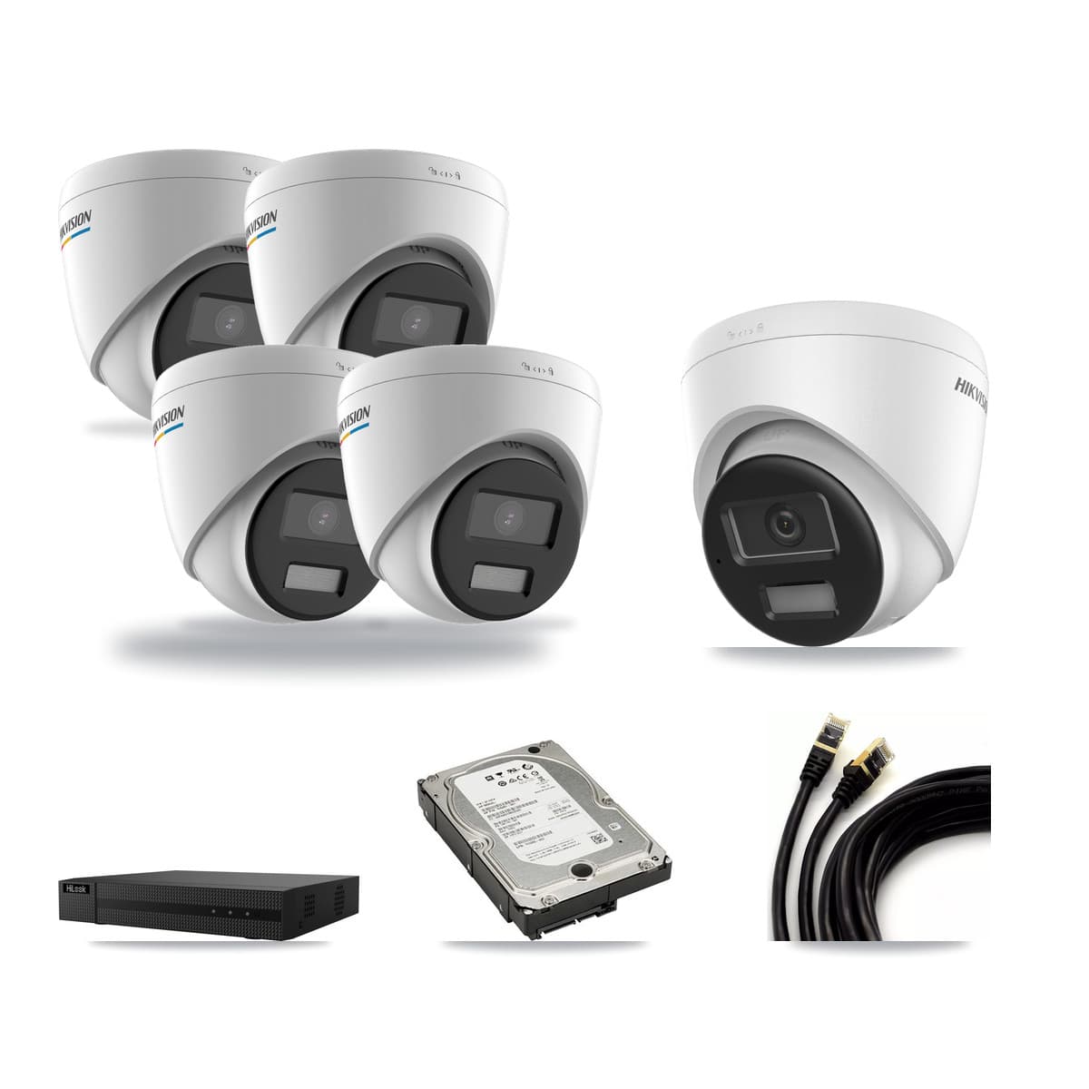 Hikvision & HiLook 8-Channel 2MP – 4K CCTV Kit — 4 2MP + 1 4K Turret Cameras + 5TB Recording - Image 1
