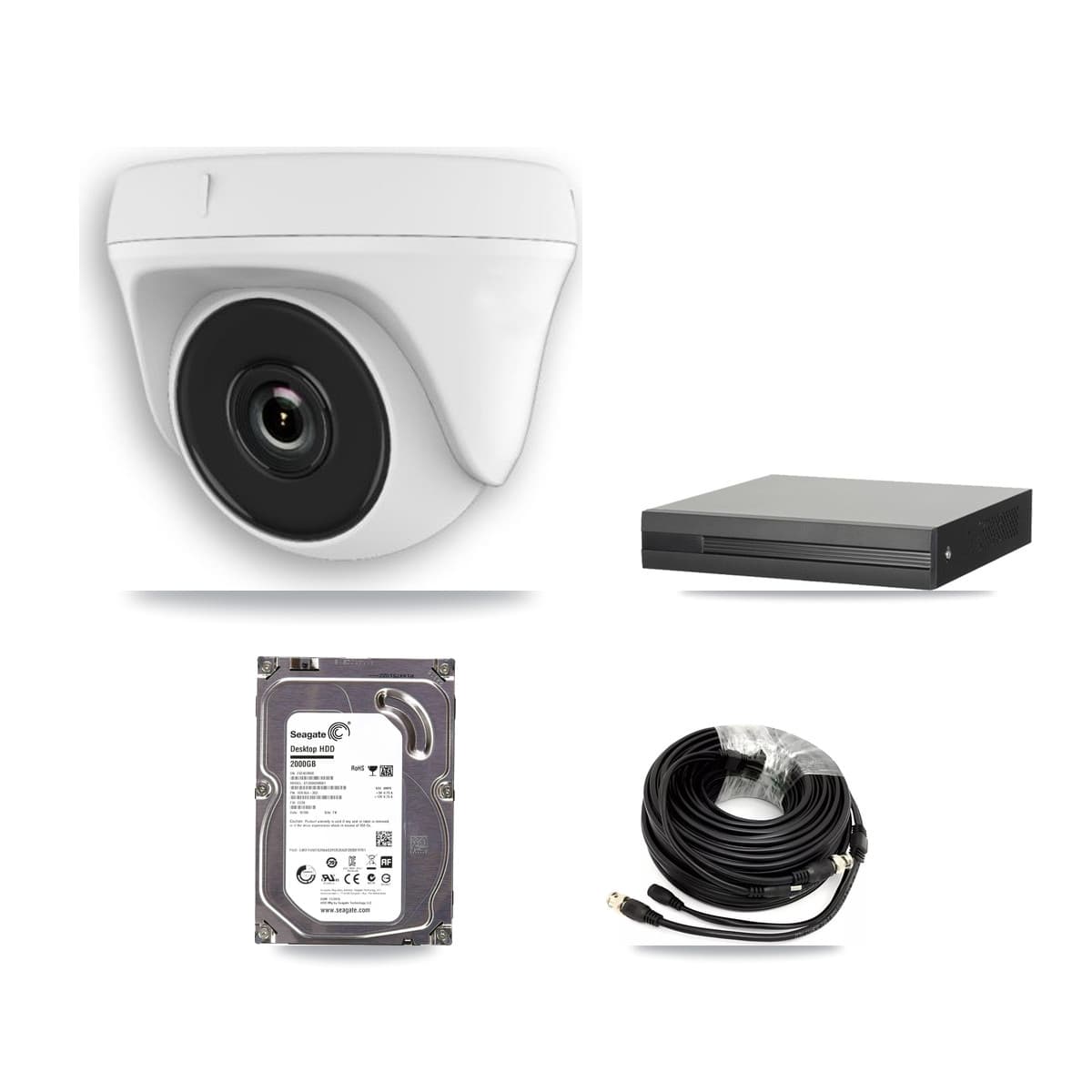 8-Channel 2MP CCTV Kit — 8 White Dome Cameras + 2TB Recording (XVR-3108HS Recorder)