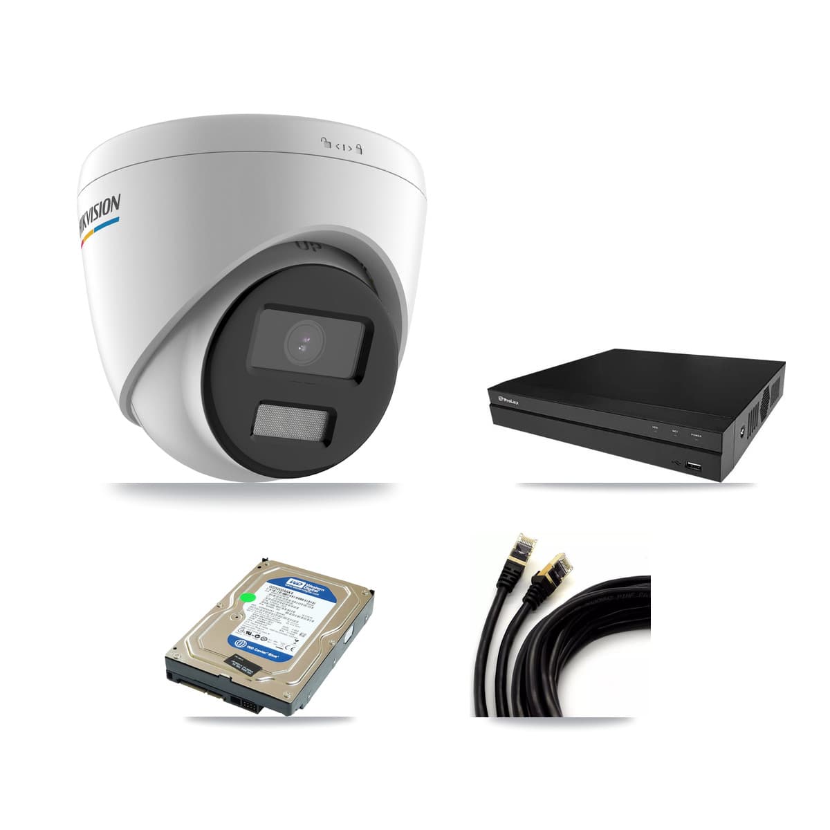 Hikvision & Prolux 8-Channel 2MP CCTV Kit — 1 Turret Camera + 500GB Recording