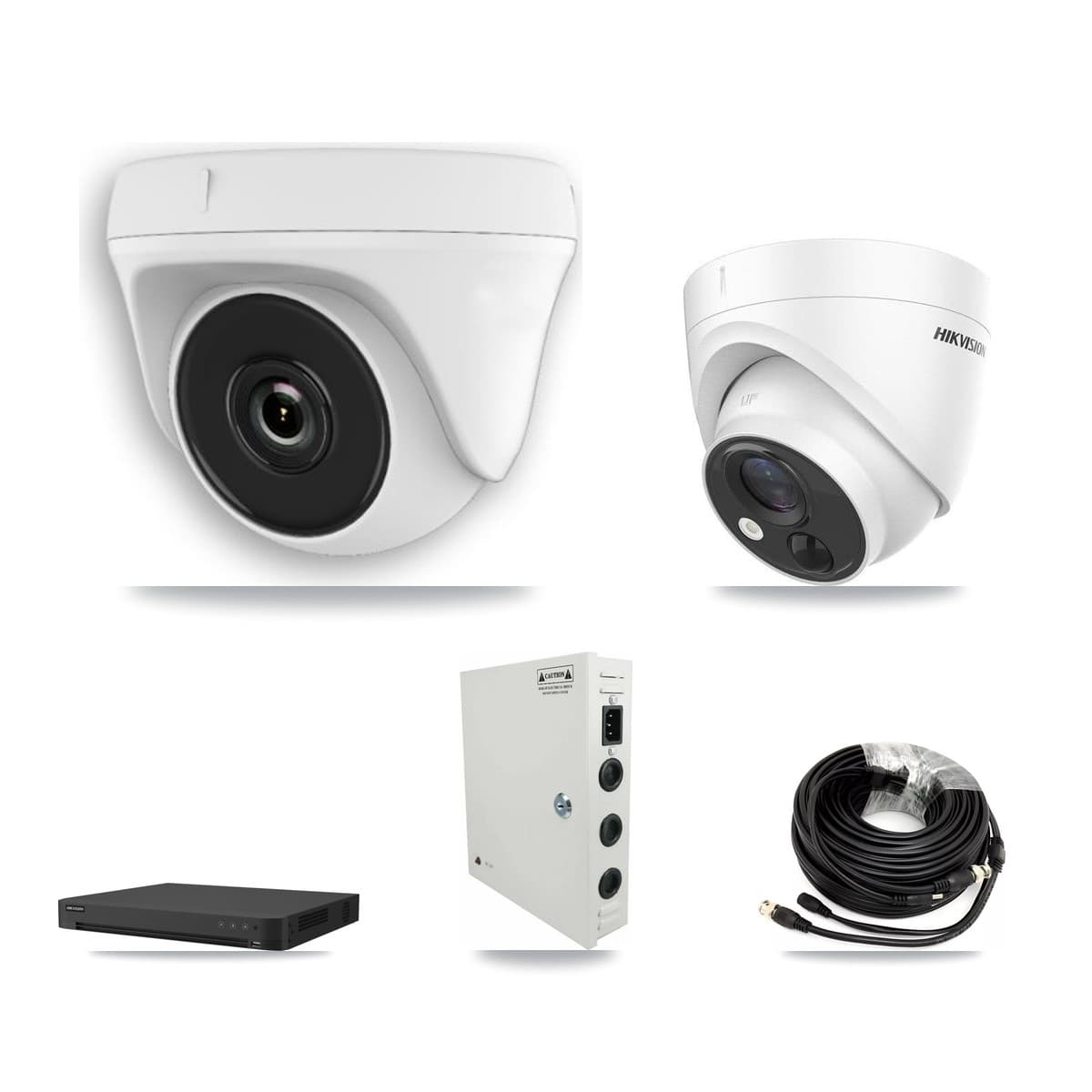 Hikvision 32-Channel 2MP – 5MP CCTV Kit — 1 DS-2CE71H0T 5MP Turret + 10 White HDT-2MP-N20W 2MP Dome Cameras + 8TB Recording - Image 1