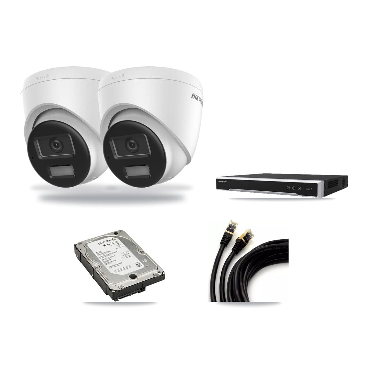 Hikvision 16-Channel 4K CCTV Kit — 2 DS-2CD1383G2-LIUF/SL Turret Cameras + 5TB Recording (DS-7616NI-M2/16P Recorder) - Image 1