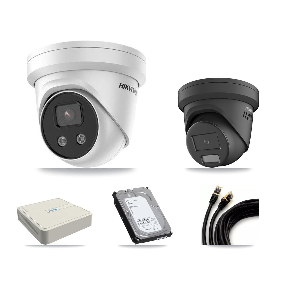 Hikvision & HiLook 8-Channel 4MP – 5MP CCTV Kit — 1 4MP + 3 5MP Turret Cameras + 6TB Recording