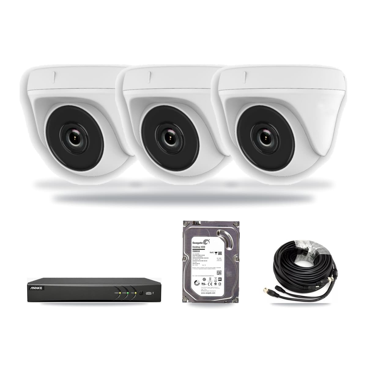 ANNKE 4-Channel 2MP CCTV Kit — 3 Dome Cameras + 2TB Recording - Image 1