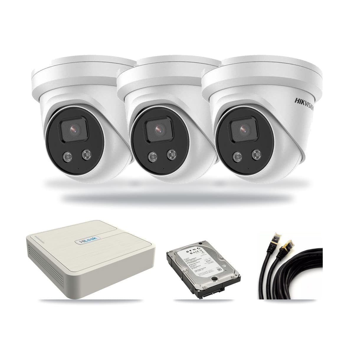Hikvision & HiLook 8-Channel 5MP CCTV Kit — 3 Turret + 1 Dome Cameras + 5TB Recording (NVR-108H-D Recorder) - Image 1