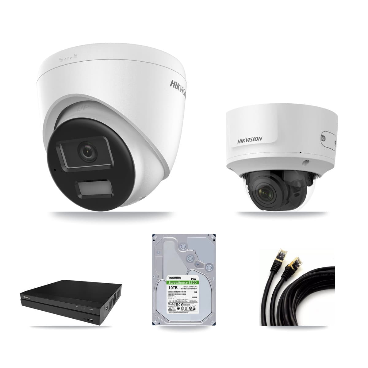 Hikvision & Prolux 8-Channel 2MP – 4K CCTV Kit — 5 4K Turret + 1 2MP Dome Cameras + 10TB Recording