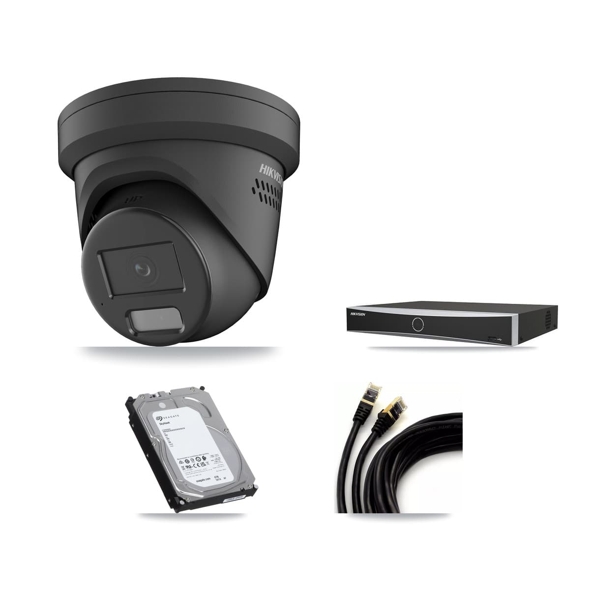 Hikvision 4-Channel 4MP CCTV Kit — 4 Black Turret Cameras + 6TB Recording