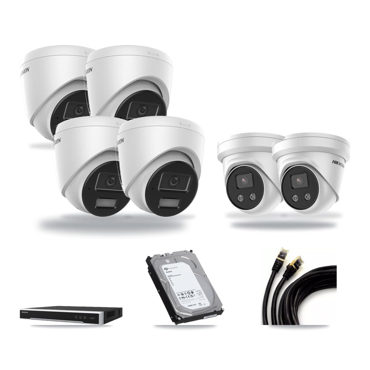 Hikvision 8-Channel 4MP – 5MP CCTV Kit — 4 4MP + 2 5MP Turret Cameras + 6TB Recording (DS-7608NI-M2 Recorder) - Image 1