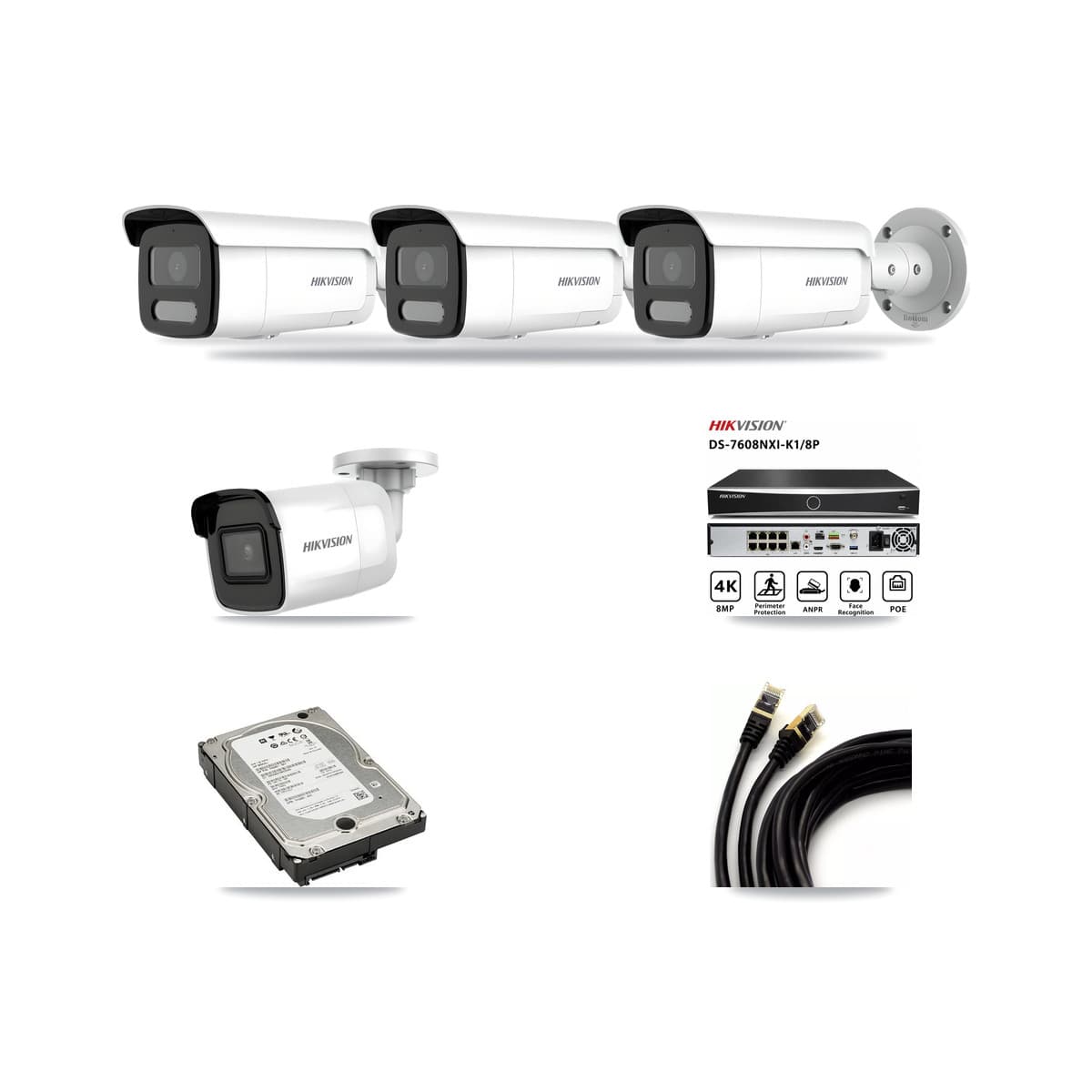 Hikvision 8-Channel 4MP – 4K CCTV Kit — 1 4K + 3 4MP Bullet Cameras + 5TB Recording - Image 1