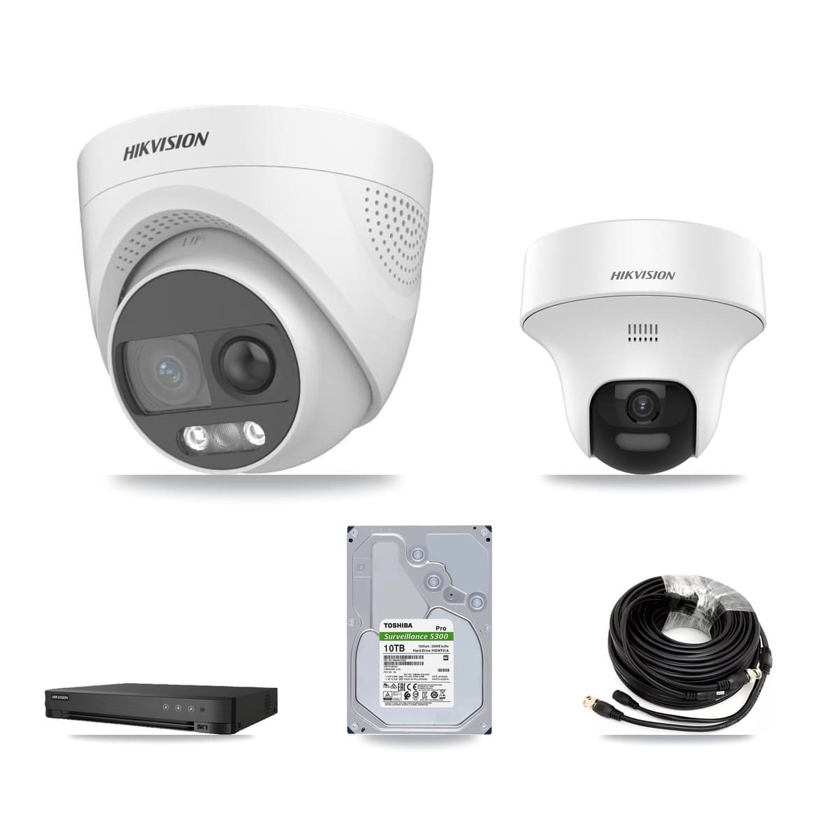 Hikvision 8-Channel 5MP CCTV Kit — 1 DS-2CE70K0T + 6 DS-2CE72KF3T Turret Cameras + 10TB Recording