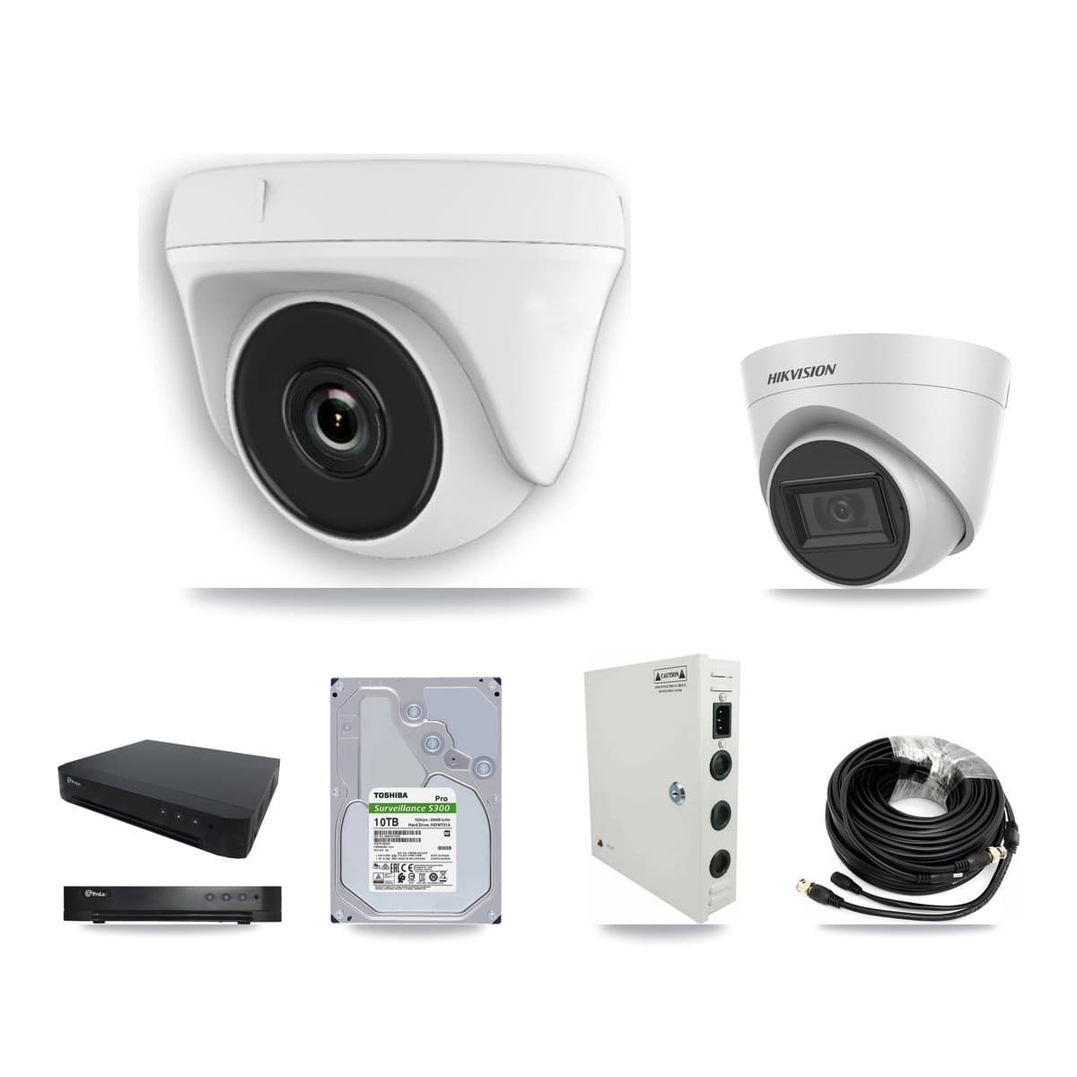 Hikvision & Prolux 16-Channel 2MP – 5MP CCTV Kit — 4 White 5MP Turret + 9 White 2MP Dome Cameras + 10TB Recording