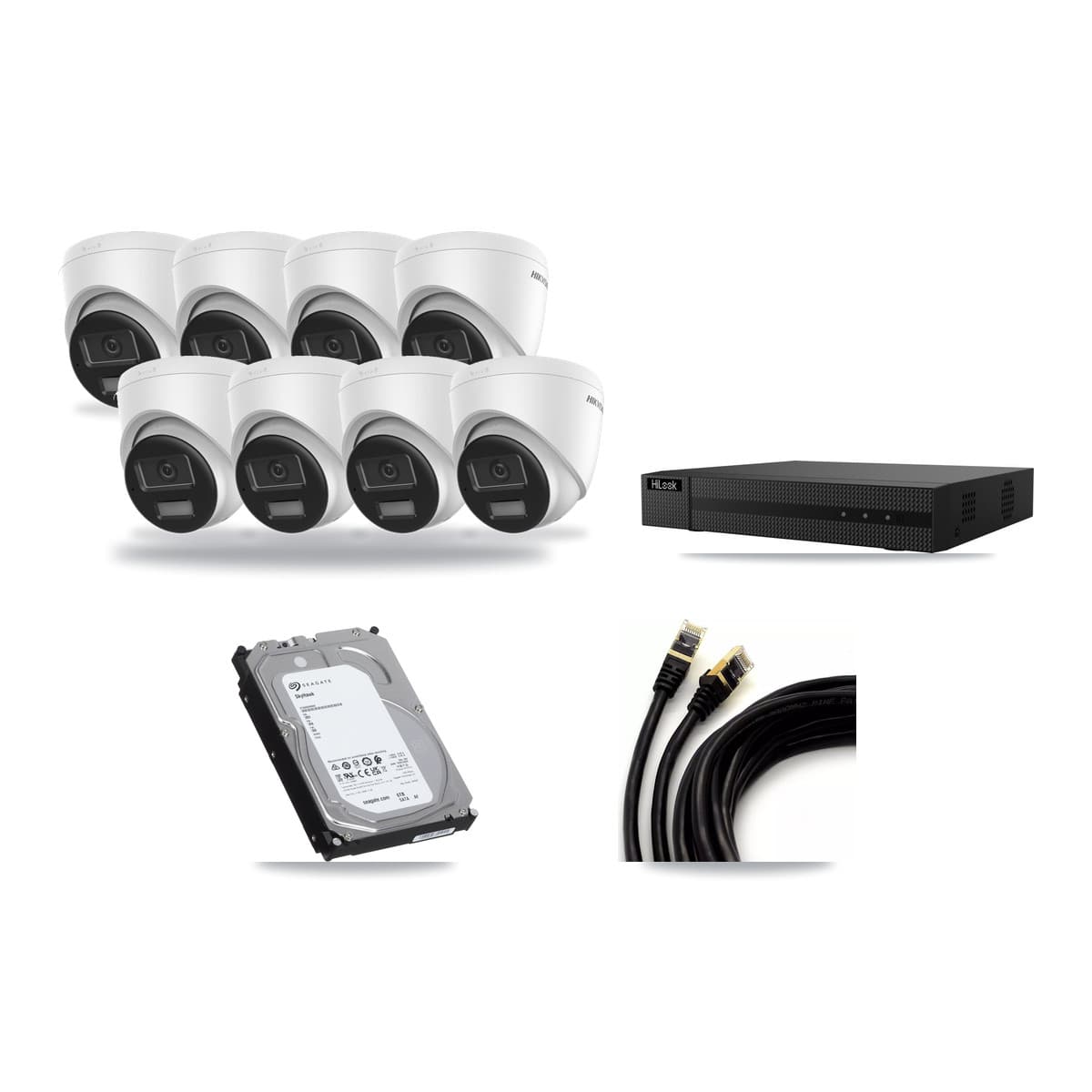 Hikvision & HiLook 8-Channel 4K CCTV Kit — 8 DS-2CD1383G2-LIU Turret Cameras + 6TB Recording (NVR-108MH-D/8P Recorder) - Image 1