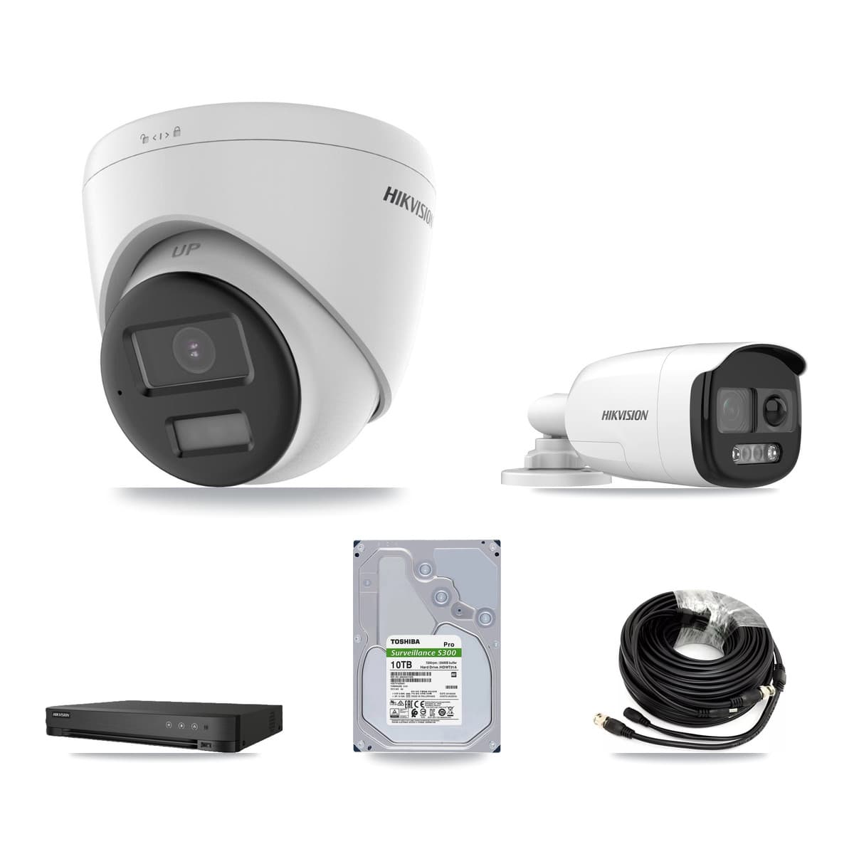Hikvision 8-Channel 5MP – 4K CCTV Kit — 1 5MP Bullet + 5 4K Turret Cameras + 10TB Recording