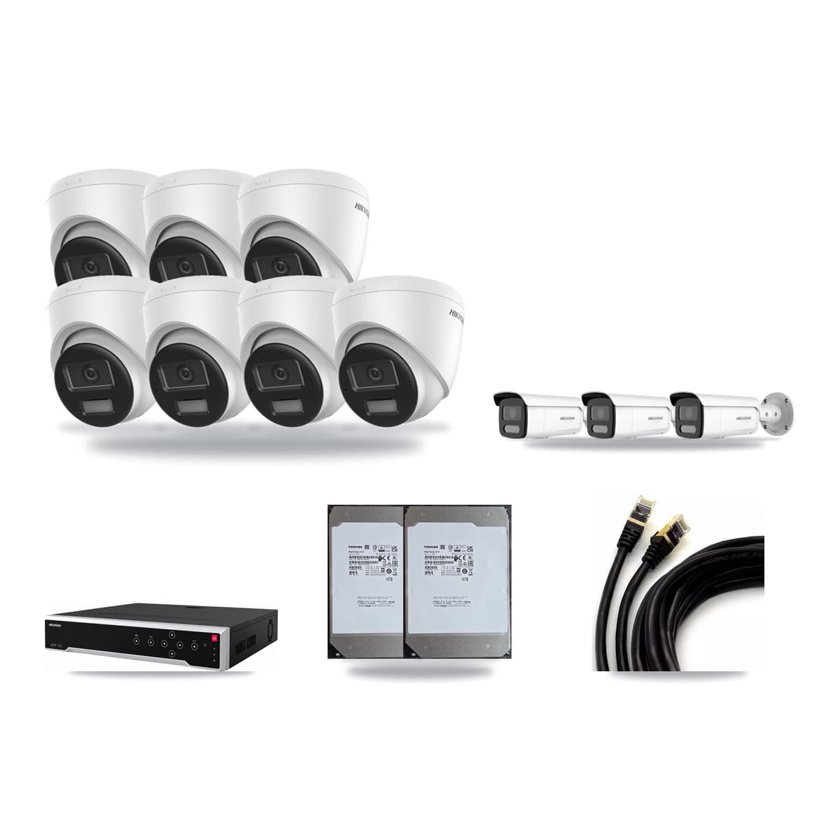 Hikvision 32-Channel 4K CCTV Kit — 7 Turret + 3 Bullet Cameras + 2× 14TB Recording - Image 1