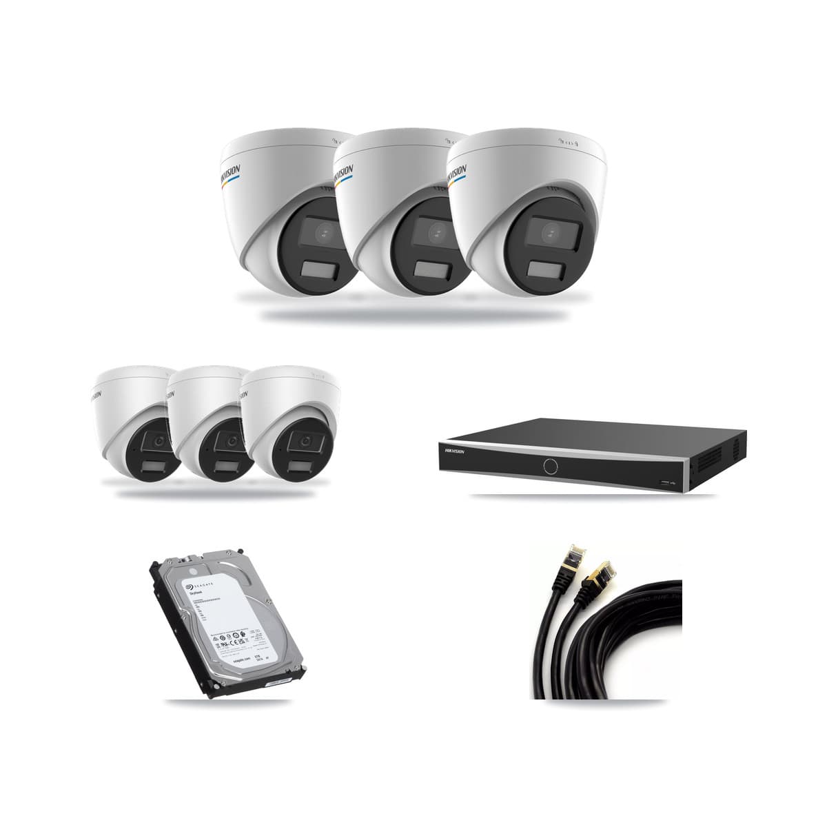 Hikvision 16-Channel 2MP – 4MP CCTV Kit — 3 2MP + 3 4MP Turret Cameras + 6TB Recording (DS-7616NXI Recorder) - Image 1