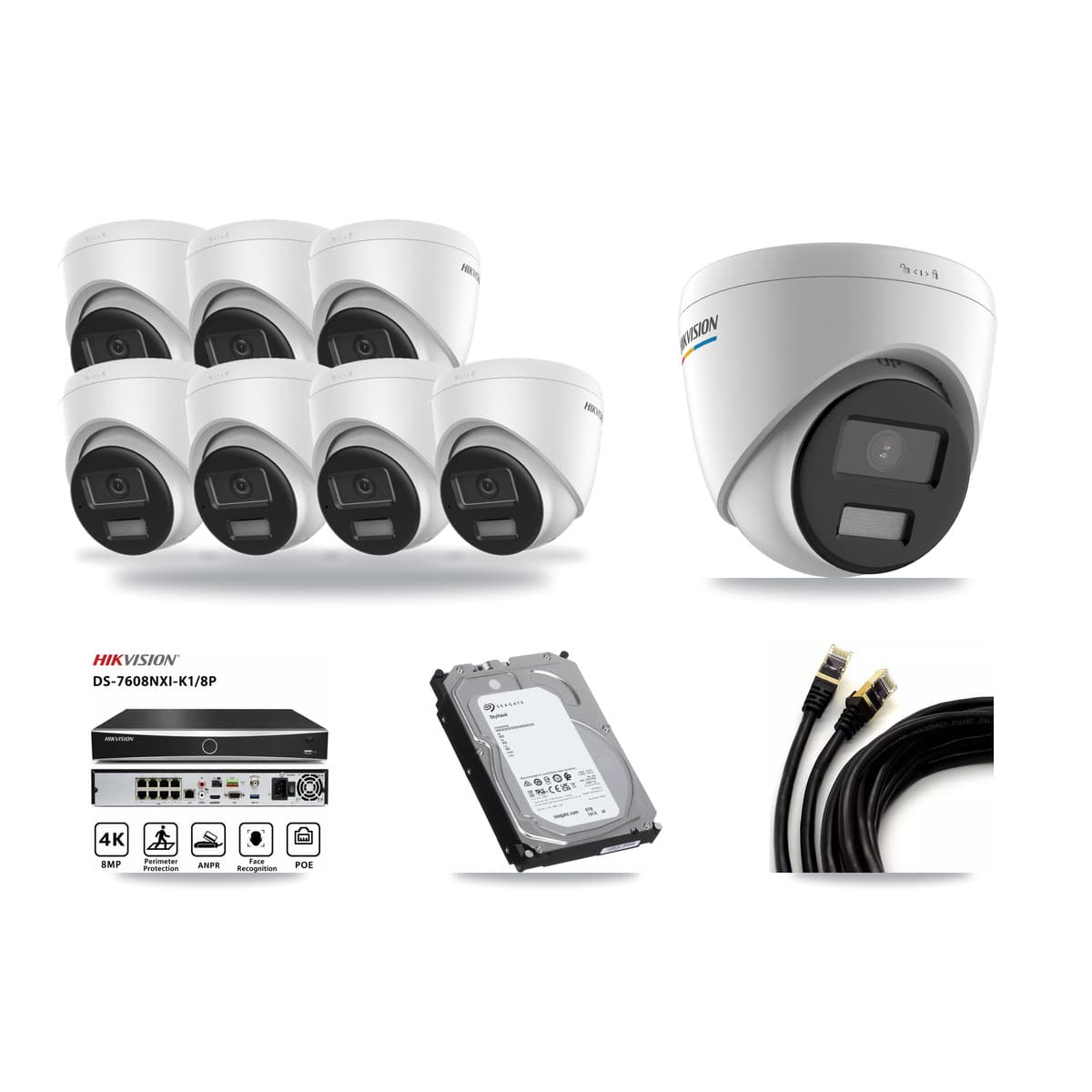 Hikvision 8-Channel 2MP – 4K CCTV Kit — 1 2MP + 7 4K Turret Cameras + 6TB Recording - Image 1