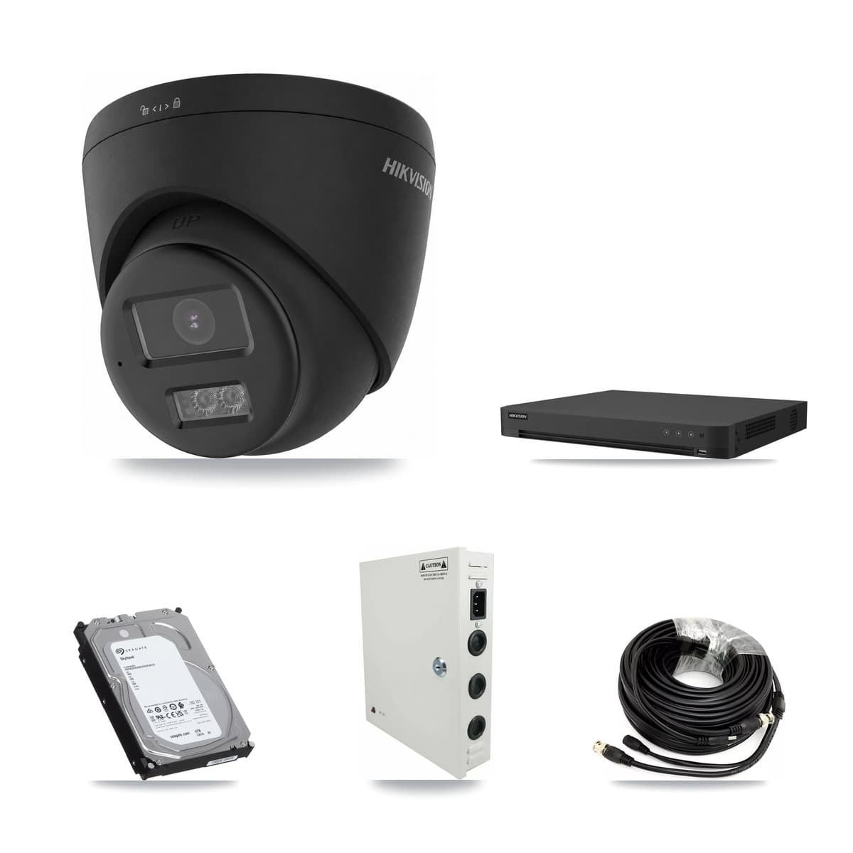 Hikvision 16-Channel 4K CCTV Kit — 9 Black Turret Cameras + 6TB Recording