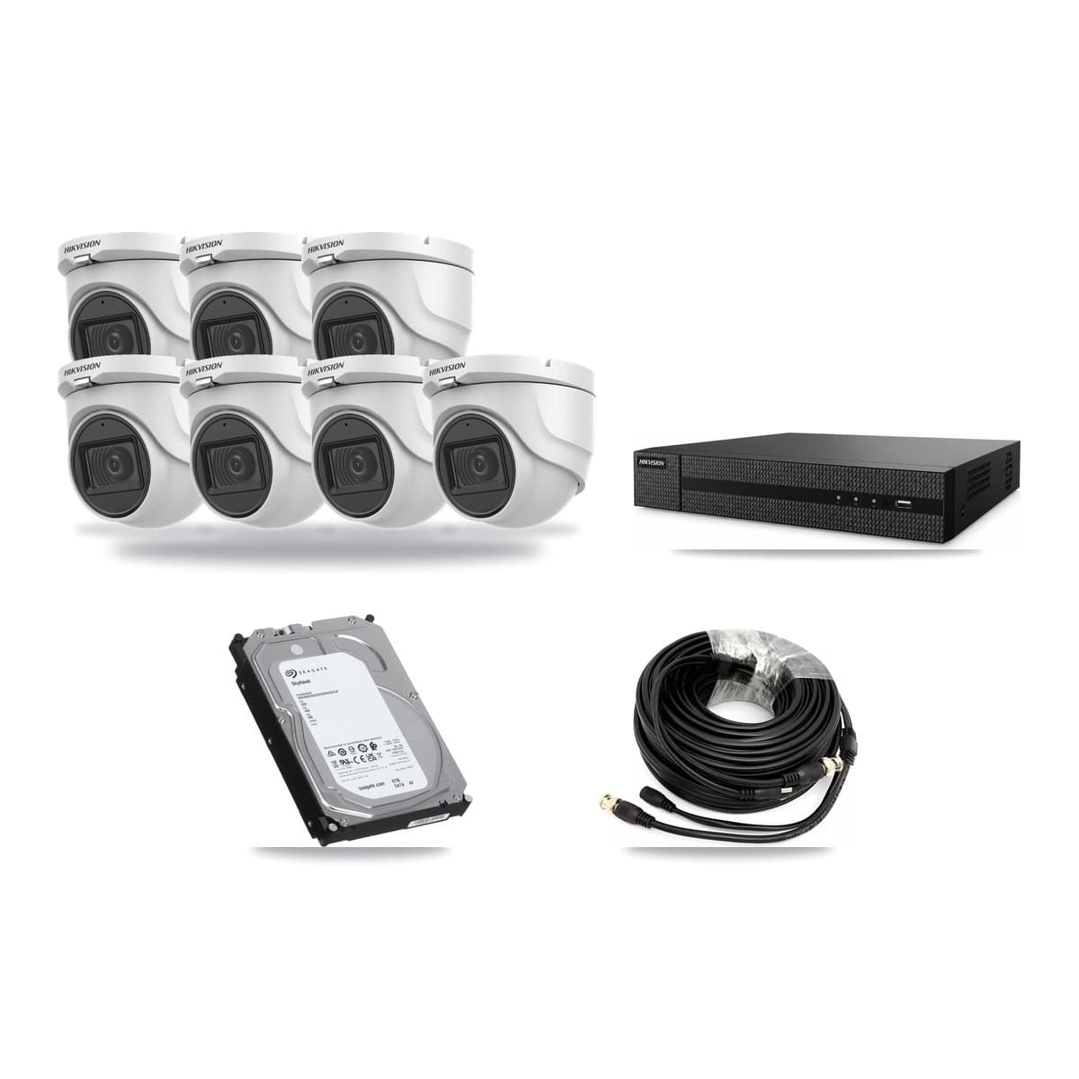 Hikvision 8-Channel 5MP CCTV Kit — 7 DS-2CE76H0T Turret Cameras + 6TB Recording - Image 1