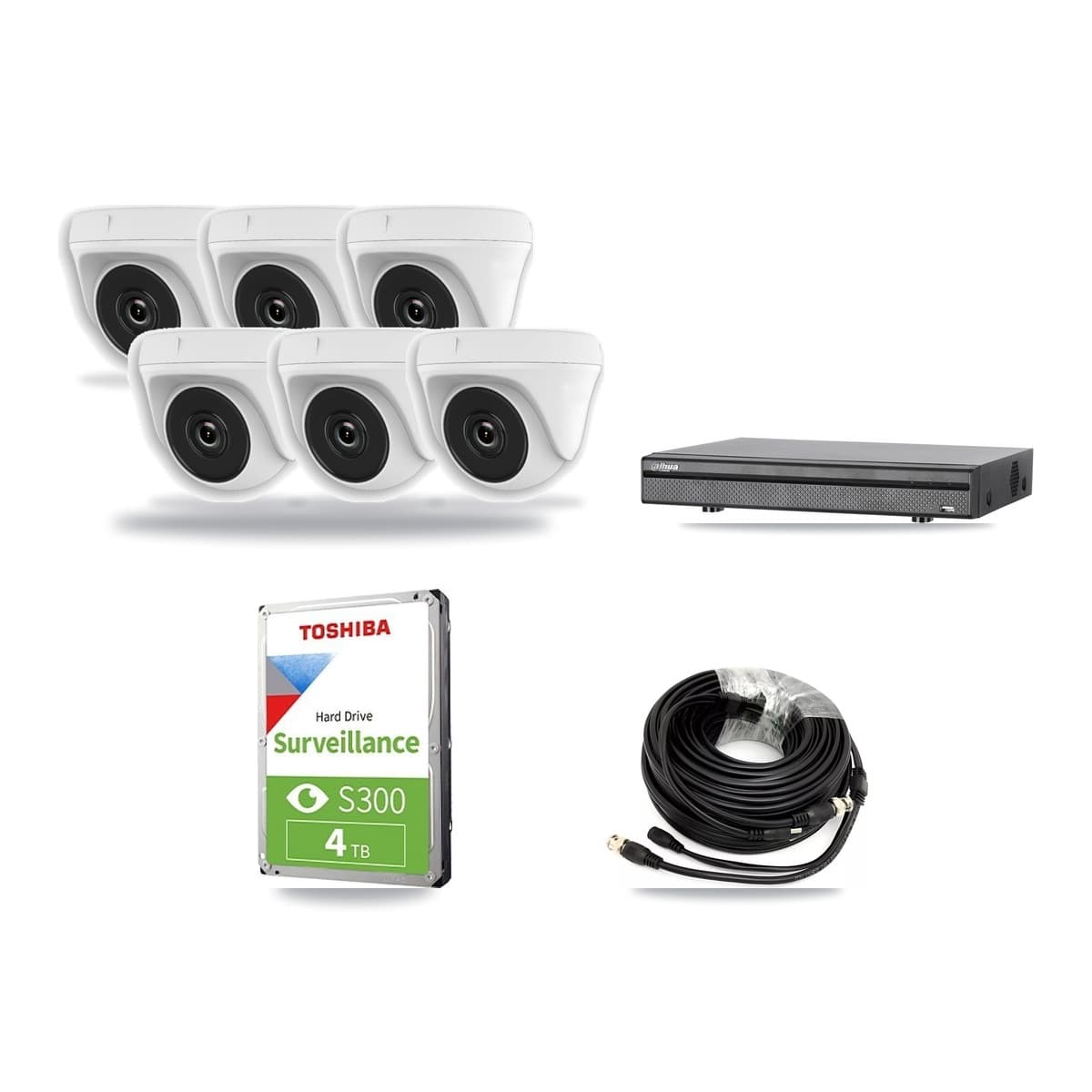 Dahua 8-Channel 2MP CCTV Kit — 6 White Dome Cameras + 4TB Recording (DH-XVR5108H Recorder) - Image 1