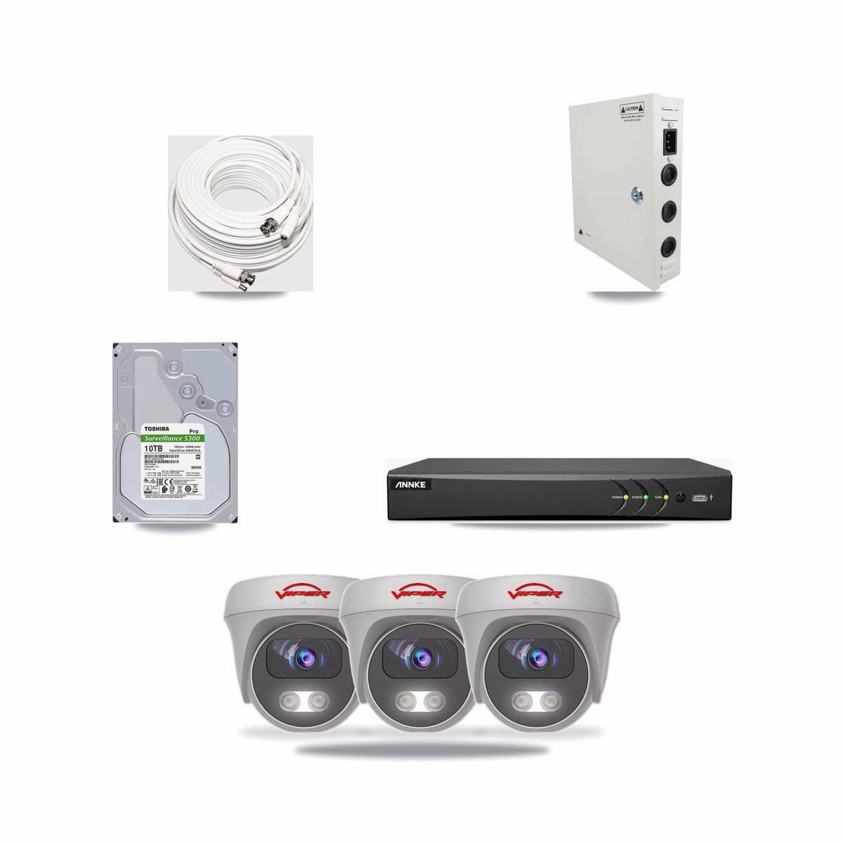 Viper & ANNKE 4-Channel 5MP CCTV Kit — 3 Cameras + 10TB Recording - Image 1